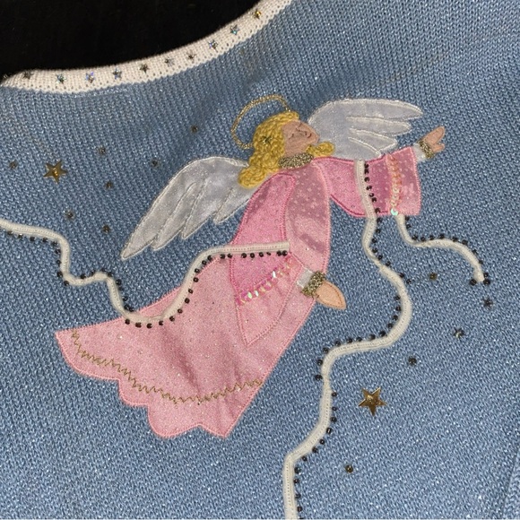 Design Options by Philip & Jane Gordon Cardigan ugly Christmas sweater Angels XL - Picture 3 of 15